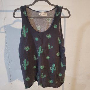 H&M Medium Black Men's Tank with Cacti pattern